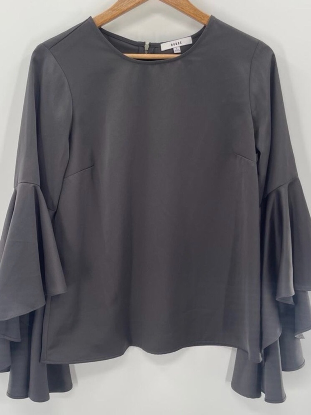 ANTHRO RO&DE Grey Bell Sleeve Blouse Sz M